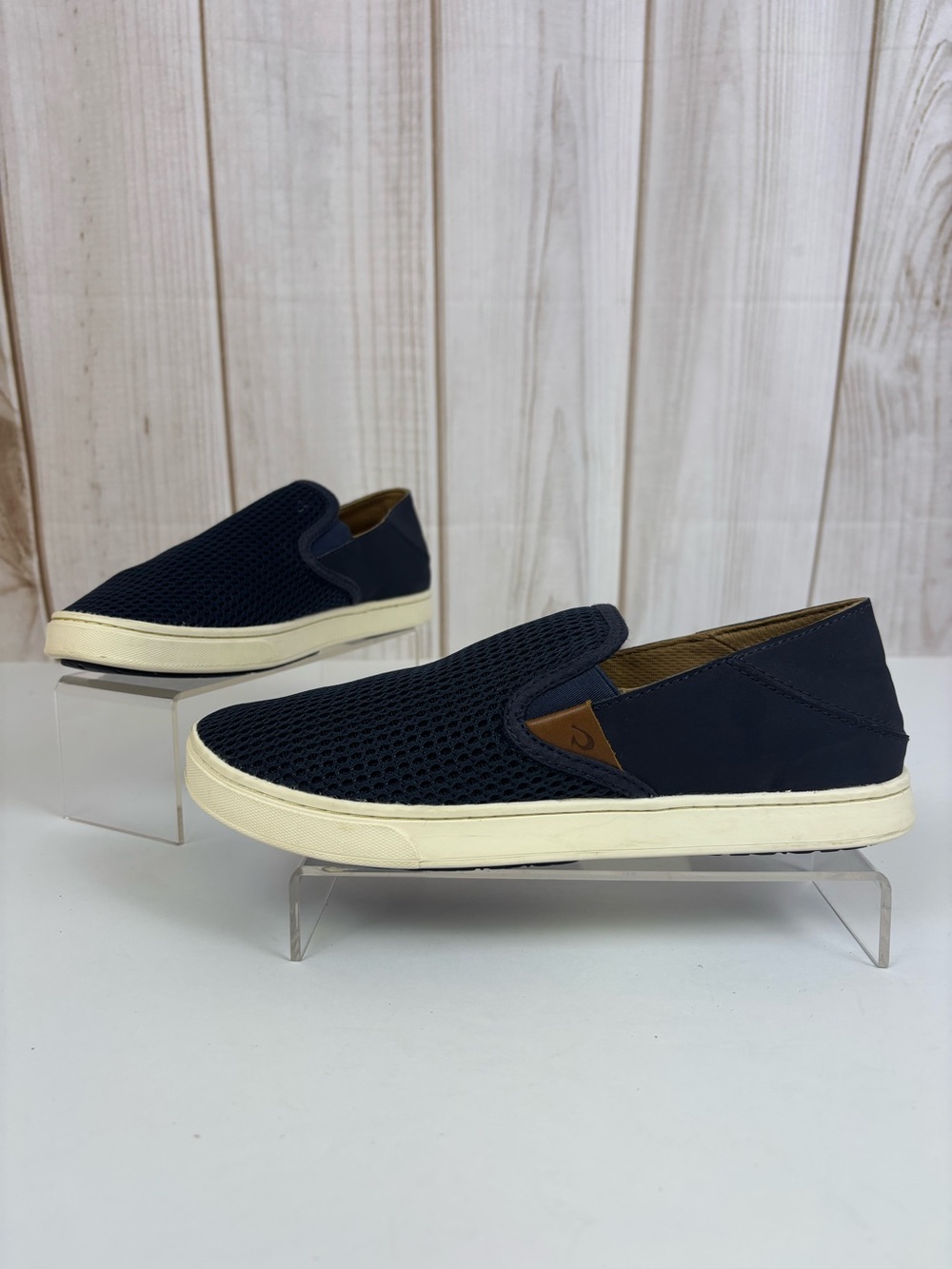 OluKai Pehuea Mesh Slip-On Sneakers Drop-In Heel Casual Slide Blue Size 8.5